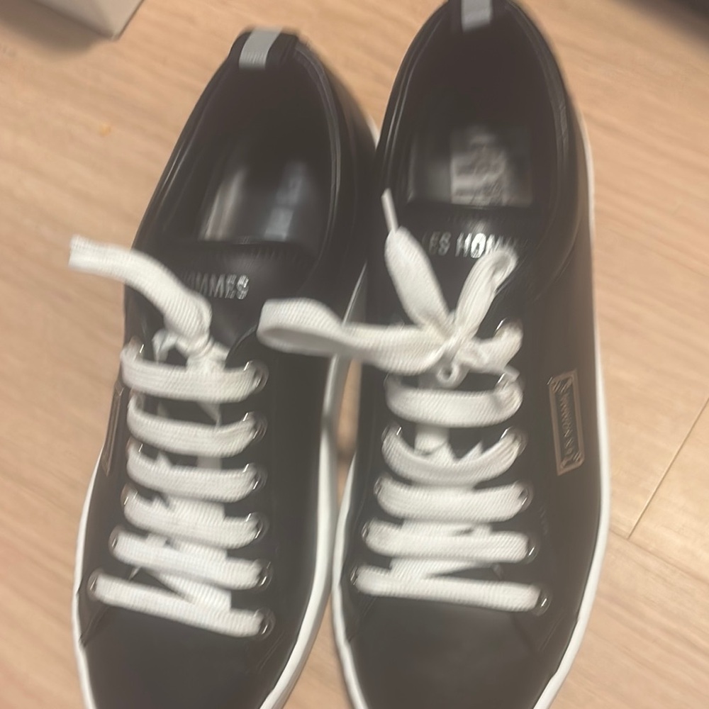 Les Hommes Black and White Minimalist Sneakers